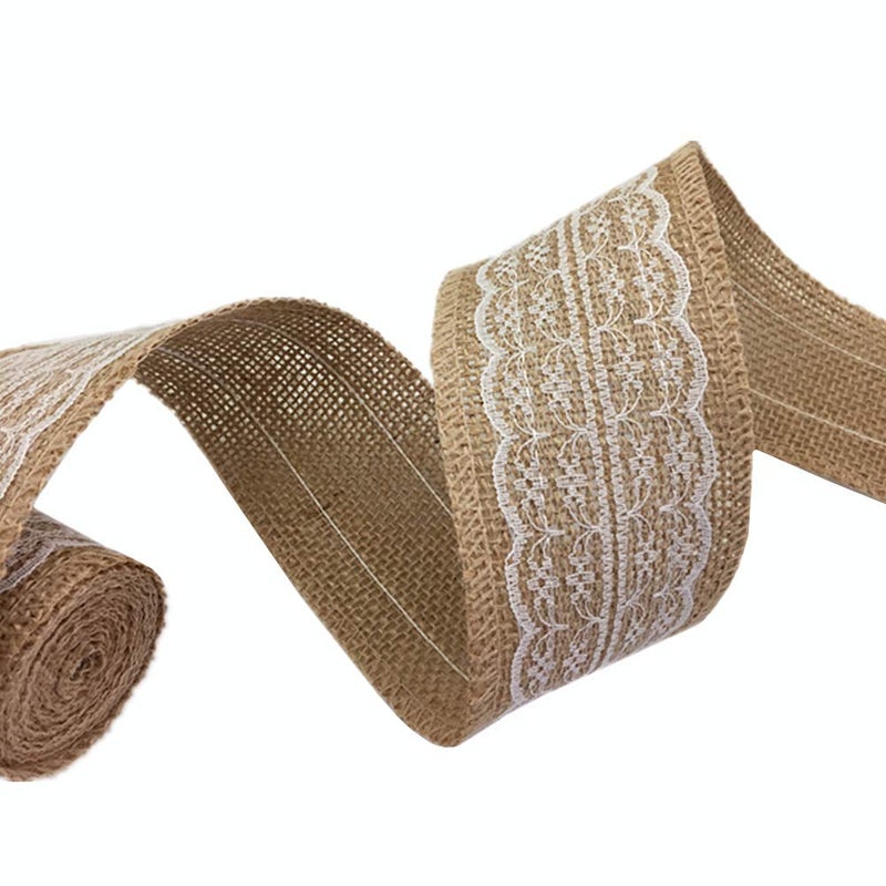 OZXCHIXU 5Pcs Burlap Ribbon Lace Roll with 30 Feet Jute Twine Burlap Ribbon for Wedding Decorations DIY Handmade Crafts (2.2 yards for each roll) - Image 5
